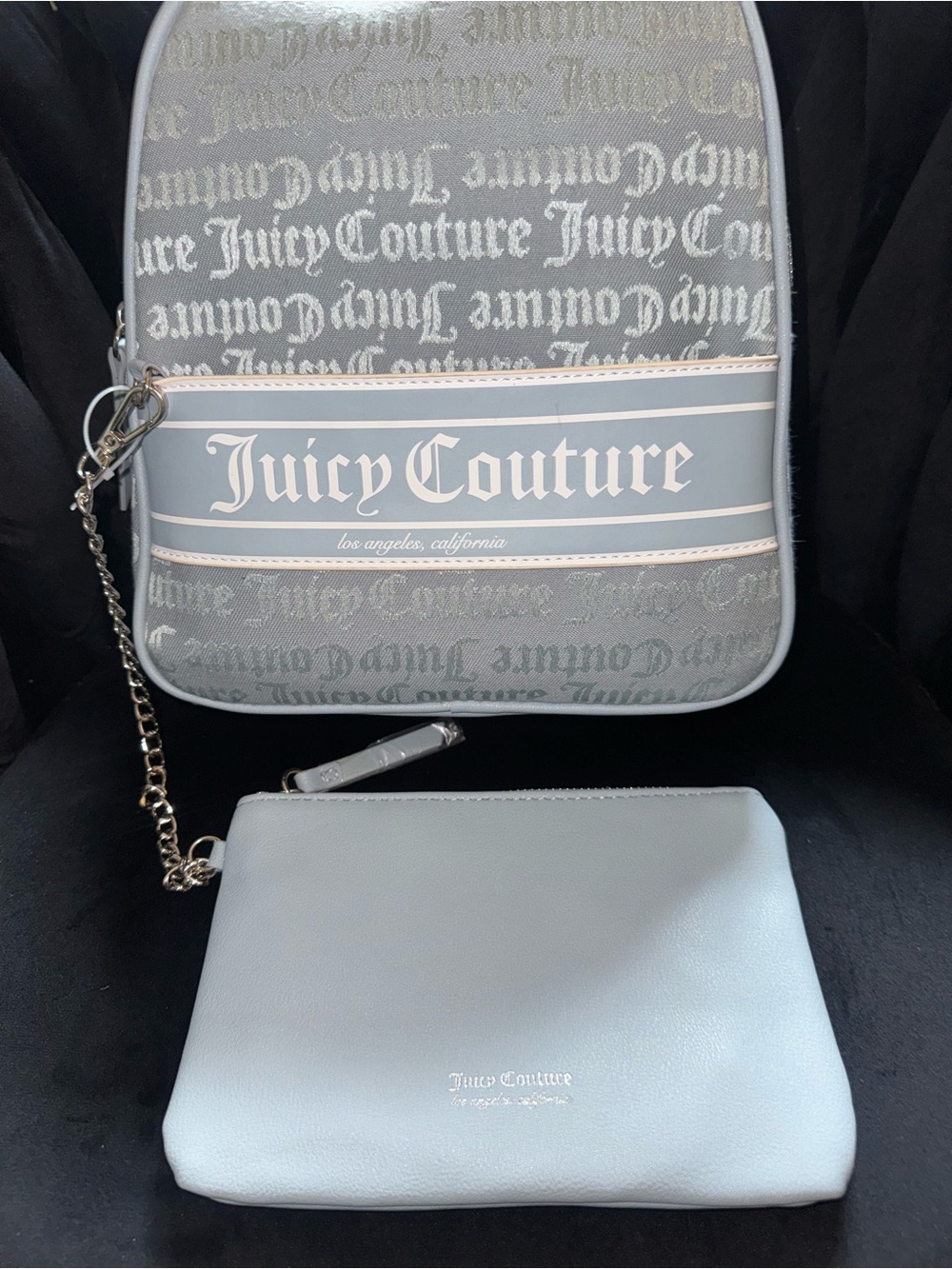 Juicy Couture Light Blue Pullout Pouch Mini Backpack Set NWT - Picture 5 of 8